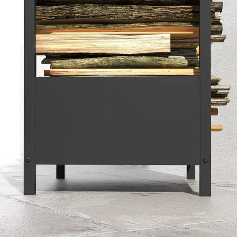 Rootz Firewood Rack - Up To 50 Kg - Powder-coated Steel - Powder Coating - Indoor+outdoor - Steel - Black -  39 x 35 x 76 cm
