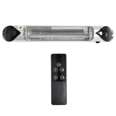 Rootz Electric Patio Heater - Radiant Heater - 4 Heat Settings - With Remote Control - Waterproof & Dust-Resistant - Steel/Aluminium - Silver - 88 x 13 x 9cm