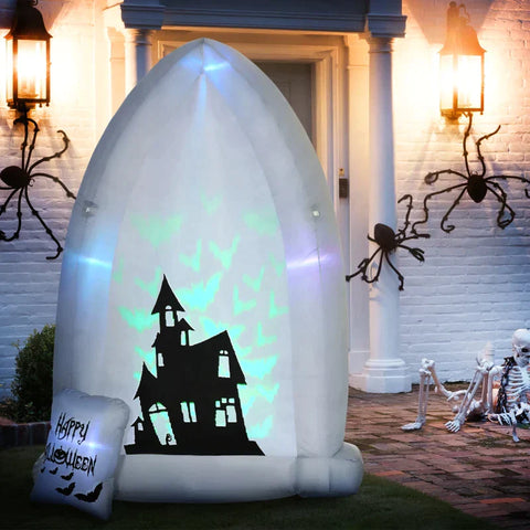 Rootz Gravestone - Inflatable Garden Decoration - Halloween Decoration With Light Projection And Blower - 1.50 x 0.90 x 2.10 m