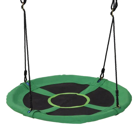 Rootz Kids Swing - Nest Swing - Plate Swing - Children's Swing - Garden Swing - Metal/Oxford - Green/Black
