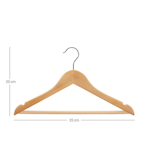 Rootz Children's Hangers - Anti-slip Design - Maple Wood - 20 Pieces - Carefully Sanded - Chrome-plated - Hanger Hooks - Schima Wood-PVC Coated - Natural - 35 x 20 x 1.2 cm