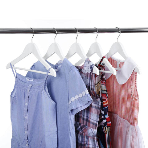 Rootz Kids Hangers - Children's Clothes Hanger - Set Of 20 Kids Hangers - Wooden Hanger  - Slim Hanger - Baby Hangers - Small Hangers For Kids - White - 35 x 20 x 1.2 cm (W x H x D)