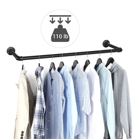 Rootz Clothes Rail - Clothes Rail For The Wall - Clothing Rack - Garment Rack - Clothes Organizer - Hanging Rail - Clothes Stand - Clothes Hanger Rack - Black - 92 x 30 x 7.5 cm (L x W x H)