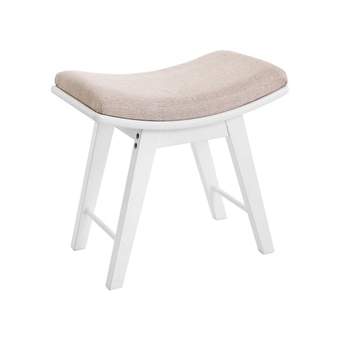 Rootz Concave Ottoman - Curved Ottoman - Stylish Round Ottoman - Comfortable Concave Seat - Adapts To Your Body - Stable And Safe - Rubber Wood  - MDF Board - White - 48 x 46 x 30 cm (W x H x D)