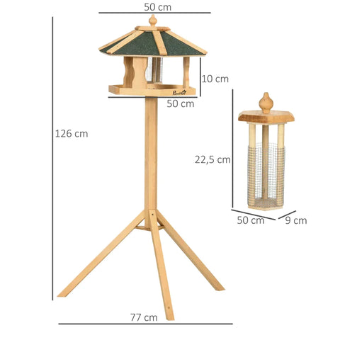 Rootz Bird Stand - Bird Feeder with Stand - Removable Feeder Bowl - Yellow + Green - 77cm x 77cm x 126cm