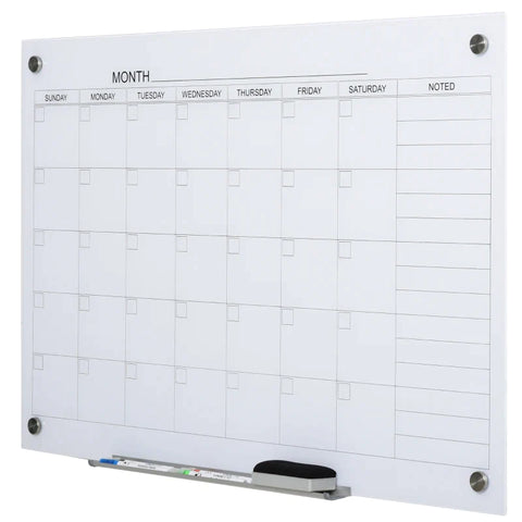 Rootz Whiteboard - Whiteboard Calendar - Organizing Holiday Plans And Monthly Planning - 1 Pen Holder - 4 Markers & Eraser - 90 x 60 cm