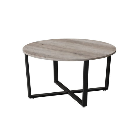 Rootz Living Room Table - Coffee Table - Round Coffee Table - Round Table - Tea Table - Chipboard/Steel - Greige/Black - 88 x 88 x 47 cm