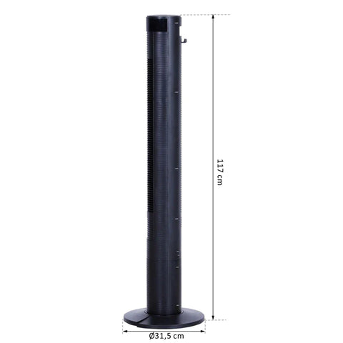 Rootz Tower Fan - Column Fan - Remote Control - Timer Function - Four Modes - ABS - Black