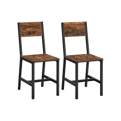 Rootz Dining Chair - Upholstered Dining Chairs - Set Of 2 Dining Chairs - Chair - Chipboard/Steel - Vintage Brown-black - 36 x 46.6 x 87.1 cm (L x W x H)