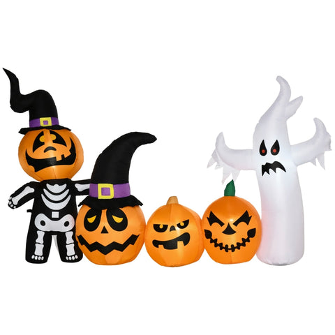 Rootz Ghost Family - Halloween Decoration - Inflatable Ghost Family - Herring - Bungee Cords - Blower - Orange - 2.55 x 0.40 x 1.30m