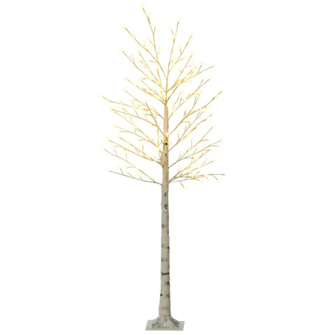 Rootz Artificial Birch Tree - 180 Leds - Outdoor Areas - 3 Brightness Levels - Weddings - Warm White - Realistic Bark - Plastic - White - 21.5 x 21.5 x 180 cm