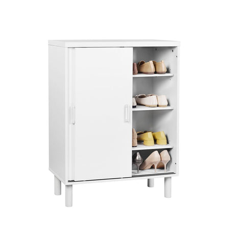 Rootz Shoe Cabinet - Shoe Cabinet With Sliding Doors - Shoe Storage Cabinet - Shoe Organizer - Shoe Rack Cabinet - Entryway Shoe Cabinet - Chipboard - Steel - White - 70 x 35 x 100 cm (L x W x H)