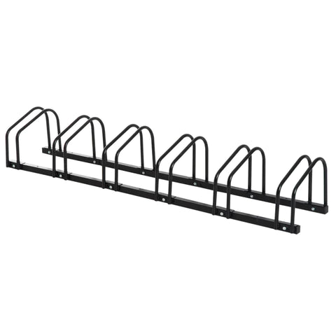 Rootz Bicycle Stand - Bike Stand For 6 Bikes - Weatherproof - Wall Or Floor Mounting - Steel - Black - 179 x 33 x 27 cm