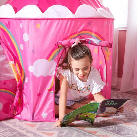 Rootz Play Tent - Play Tent For Kids - Portable Play Tent - Colorful Kids Tent - Foldable - Outdoor - Indoor - Polyester Fabric - Mesh - Fiberglass Rods - Pink - 115 x 110 x 36 cm (L x W x H)
