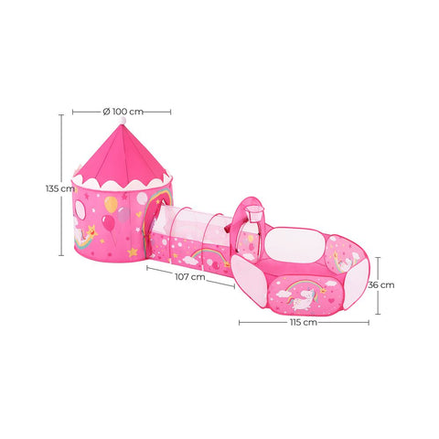 Rootz Play Tent - Play Tent For Kids - Portable Play Tent - Colorful Kids Tent - Foldable - Outdoor - Indoor - Polyester Fabric - Mesh - Fiberglass Rods - Pink - 115 x 110 x 36 cm (L x W x H)