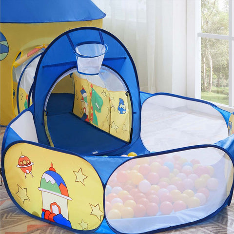 Rootz Play Tent - Play Tent For Children - Portable Play Tent - Colorful Kids Tent - Foldable - Outdoor - Indoor - Polyester Fabric - Mesh - Fiberglass Rods - Yellow-blue - 115 x 110 x 36 cm (L x W x H)
