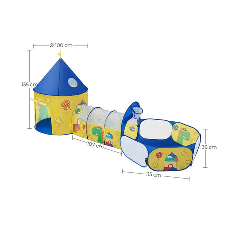 Rootz Play Tent - Play Tent For Children - Portable Play Tent - Colorful Kids Tent - Foldable - Outdoor - Indoor - Polyester Fabric - Mesh - Fiberglass Rods - Yellow-blue - 115 x 110 x 36 cm (L x W x H)