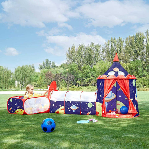 Rootz Play Tent - Kids Play Tent - Portable Play Tent - Foldable Play Tent - Play Tent With Tunnel - Play Tent With Ball Pit - Blue-Red