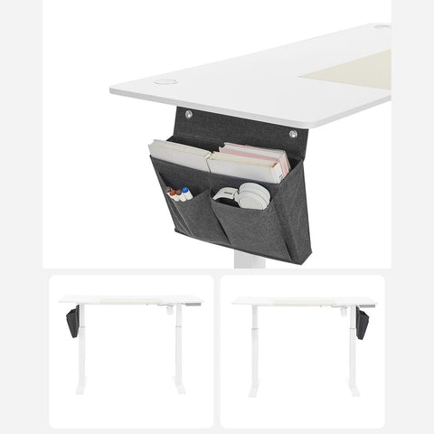 Rootz Height-Adjustable Desk - Standing Desk - Gaming Desk - Electric Desk - Manual Height-Adjustable Desk - White - 60 x 120 x (72-120) cm (D x W x H)