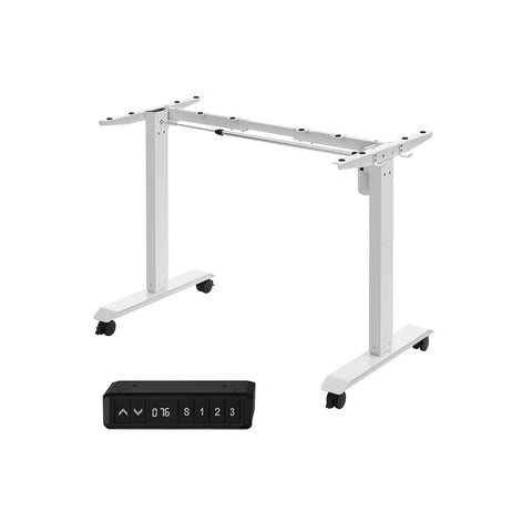 Rootz Electric Desk Stand - Desk Frame - Height-adjustable Desk Frame - Standing Desk Frame - Manual Desk Frame - Sit-stand Desk Frame - Steel - White - 60 x (86-135) x (73-118) cm (D x W x H)