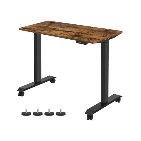 Rootz Desk - Electric Height-adjustable Desk - Electric Table - Dual Motor - Chipboard - Steel - Vintage Brown-black - 60 x 120 x (73.5-119) cm (D x W x H)