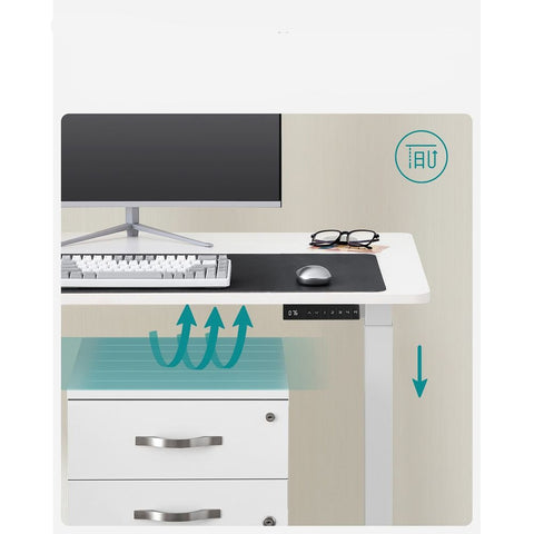 Rootz Desk - Electric Height-adjustable Desk - Electric Table - Chipboard - Steel - White - 60 x 120 x (71-117) cm (D x W x H)