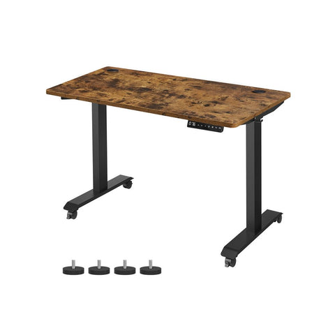 Rootz Desk - Electric Height-adjustable Desk - Electric Table - Chipboard - Steel - Vintage Brown-black - 70 x 140 x (71-117) cm (D x W x H)