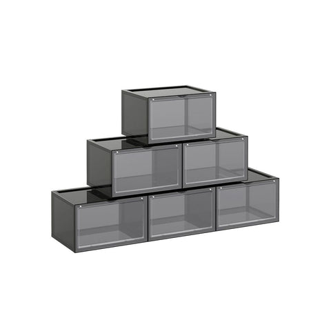 Rootz Shoe Box - Shoe Storage Box - Clear Shoe Box - Plastic Shoe Box - Transparent Shoe Box - PP Plastic - Grey - 36 x 28 x 22 cm