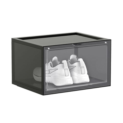 Rootz Shoe Box - Shoe Storage Box - Clear Shoe Box - Plastic Shoe Box - Transparent Shoe Box - PP Plastic - Grey - 36 x 28 x 22 cm
