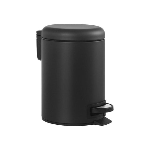 Rootz Trash Can With Pedal - Trash Bin - Soft Close Function - Kitchen Garbage Bin - Compact Garbage Bin - Steel - Black - 22 x 16.7 x 25 cm (L x W x H)