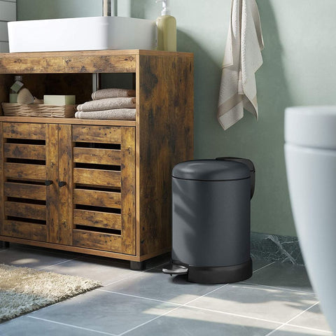Rootz Trash Can With Lid - Trash Bin - Soft Close Function - Kitchen Garbage Bin - Compact Garbage Bin - Steel - Smoke Gray - 16.8 x 24.2 x 24.3 cm (L x W x H)