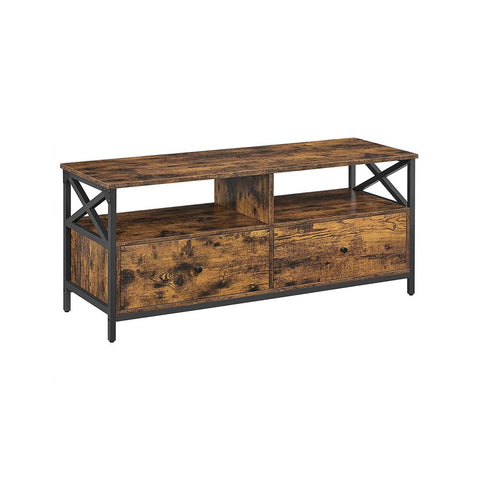 Rootz TV Stand - Media Console - Modern TV Stand - Corner Tv Stand - TV Table - Chipboard/Steel - Vintage Brown-Black - 120 x 40 x 50 cm