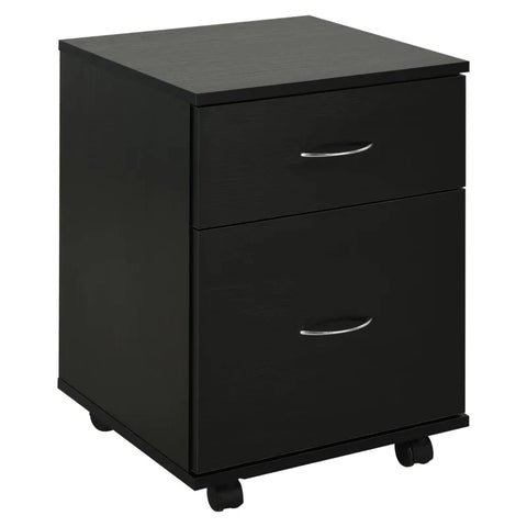 Rootz Rolling Cabinet - Rolling Container - Office Container - Mobile File Cabinet - File Cabinet - 2 Drawer Filing Cabinet - Chest Of Drawers - Black - 41 x 39 x 58 cm