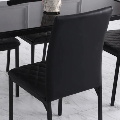 Rootz Dining Room Chairs - Kitchen Chairs - High Backrest - Optimal Support - 4 chairs - Faux Leather - Black -  41 cm x 50 cm x 91 cm