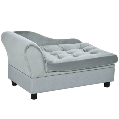 Rootz Dog Sofa - Pet Sofa with Mat - Dog Bed - Dog Mat - Natural Wood+Plush - Light Blue - 76 x 45 x 41.5cm