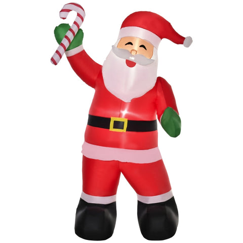 Rootz Inflatable Santa Claus - Santa Claus With Led Lighting - Christmas Decoration - Tethers - Ground Spikes - Sandbags - 140cm x 85cm x 250cm