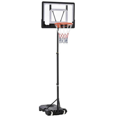 Rootz Basketball Stand - Height-adjustable Basketball System For Children - Basketball Hoop With Wheels - Outside - Steel - PVC - HDPE - Black - 83 x 75 x 206-260 cm