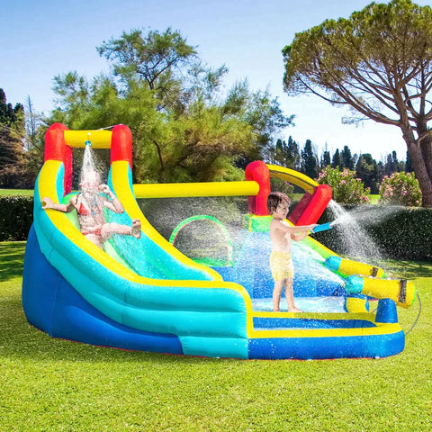 Rootz Bouncy Castle - Water Slide Bouncy Castle - With Blower Water Park - For Children - Inflatable Water Play Center - With Slide Bouncy Castle - 385 x 365 x 200 cm
