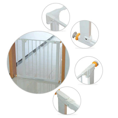 Rootz Door Guard - Safety Gate - Stair Gate - Barrier Dog Guard - White - 74-95W x 75.7H cm