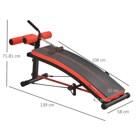 Rootz Sit-up Bench - Training Bench - Abdominal Trainer - Multifunction - Training Bands Fitness - Black - 139 X 58 X 71-81 Cm