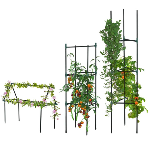Rootz Trellis - Set of 3 Plant Trellis - Modular Design - Outdoor Indoor - Steel - Green - 38 x 38 x 182 cm