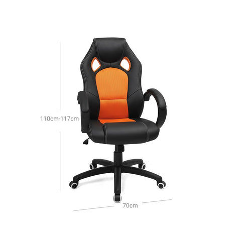 Rootz Gaming Chair - Office Chair - Ergonomic Gaming Chair - Esports Gaming Chair - Desk Chair - Work Chair - With Footrest - Black-Orange - 111- 121 cm