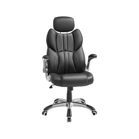 Rootz Office Chair - Office Chair With Folding Armrests - Ergonomic Office Chair - Adjustable Swivel Chair - Modern Desk Chair - Armrest Office Chair - Plywood - Black - 70 x 72 x (119-129) cm (L x W x H)