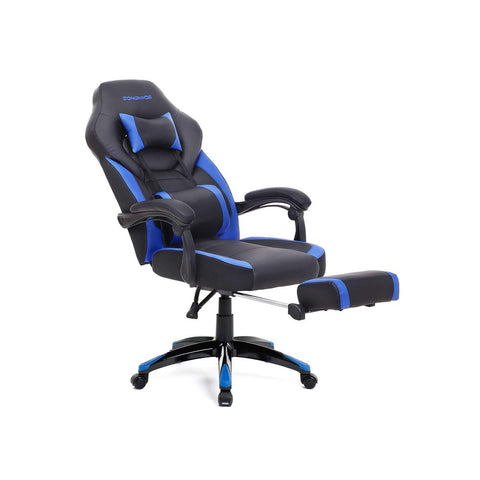 Rootz Gaming Chair - Ergonomic Office Chair With Footrest - High-back Gaming Chair - Executive Gaming Chair - Swivel Gaming Chair - PC Gaming Chair - Black + Blue