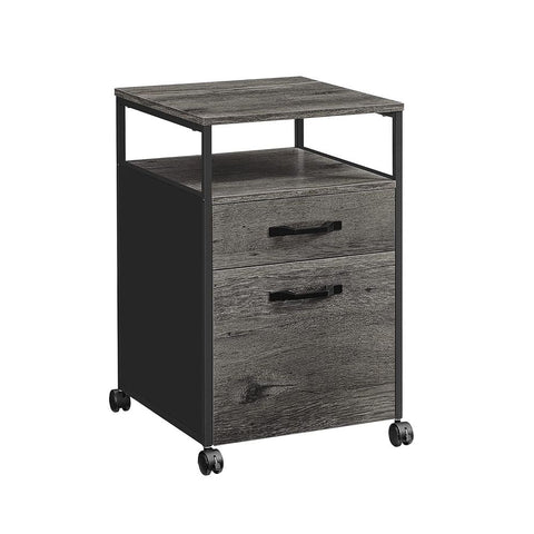 Rootz Filing Cabinet - Rollable Filing Cabinet - Filing Cabinet With 2 Drawers - Storage Cabinet - Cabinet - Vintage Brown/Black - 41 x 45 x 66 cm
