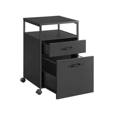 Rootz Mobile Container - Mobile Container With 2 Drawers - File Cabinet - Office Container - Office Cabinet - Storage Container - Black - 44 x 42 x 66.5 cm (D x W x H)