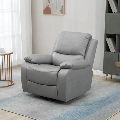 Rootz Relax Chair - Recliner - Tiltable Backrest - Rotatable Recliner - Rocker Function - With Footrest - Steel - Grey - 93 x 100 x 98Hcm