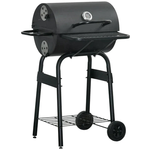 Rootz Charcoal Grill - Mobile BBQ grill with Wheels - Metal Lid - Black - 68cm x 63cm x 102cm