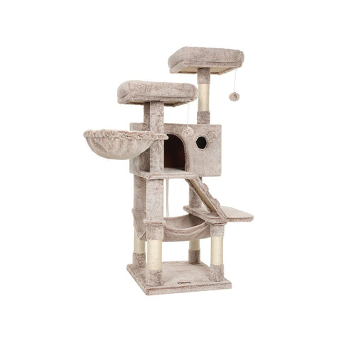 Rootz Scratching Post - Cat Scratching Post - Cat Tree Scratching Post - Floor Standing Scratching Post - With Platforms - Grey/Blue - 49 x 49 x 135 cm
