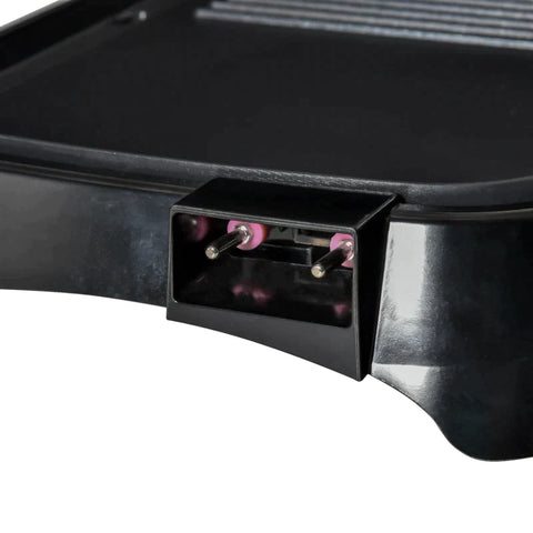 Rootz Electric Grill - Table Grill - Electric With Adjustable Thermostat - Non-stick Coated Grill Plate - Teppanyaki With Drip Tray - Black - 53.5 x 31 x 8 cm